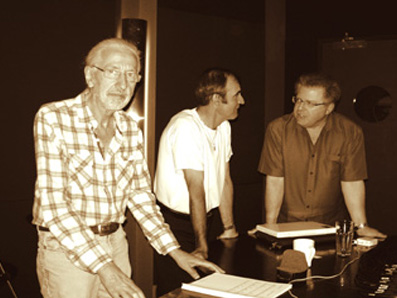 Bill Mosting (Left) helping with the orchestra arrangements